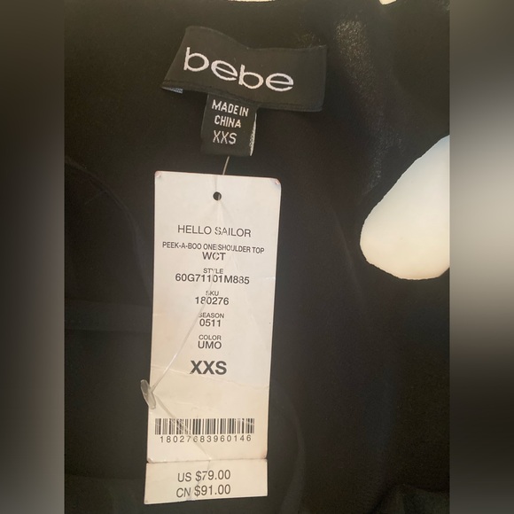 New Bebe Peek-A-Boo One Shoulder Top XXS XS - Picture 2 of 3